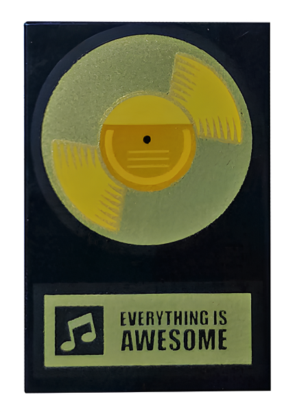 Деталь LEGO 26603pb029 Tile 2 x 3 with Gold Record 'EVERYTHING IS AWESOME' Pattern